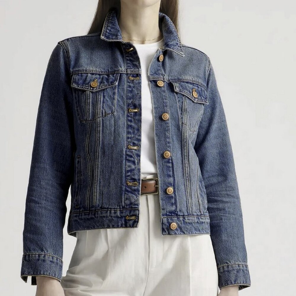 J. Crew Indigo Denim Button-Up Cotton Jeans Jacket Size S -‎ NWOT